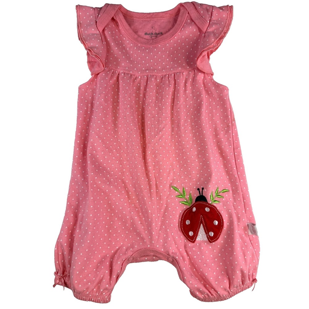 Duck Duck Goose Baby Girl Ladybug Romper 24M Pink Polka Dot Bubble Outfit